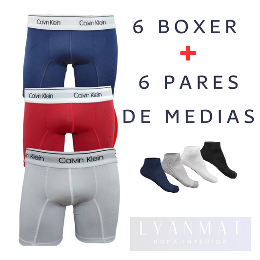 6 Boxer CK y obsequio 6 pares de medias